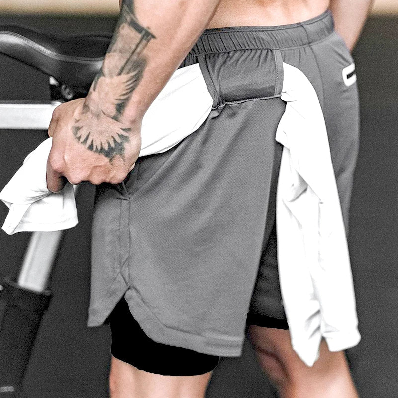 Camo Running Shorts - Men's 2-in-1 Quick Dry Gym Sports Shorts