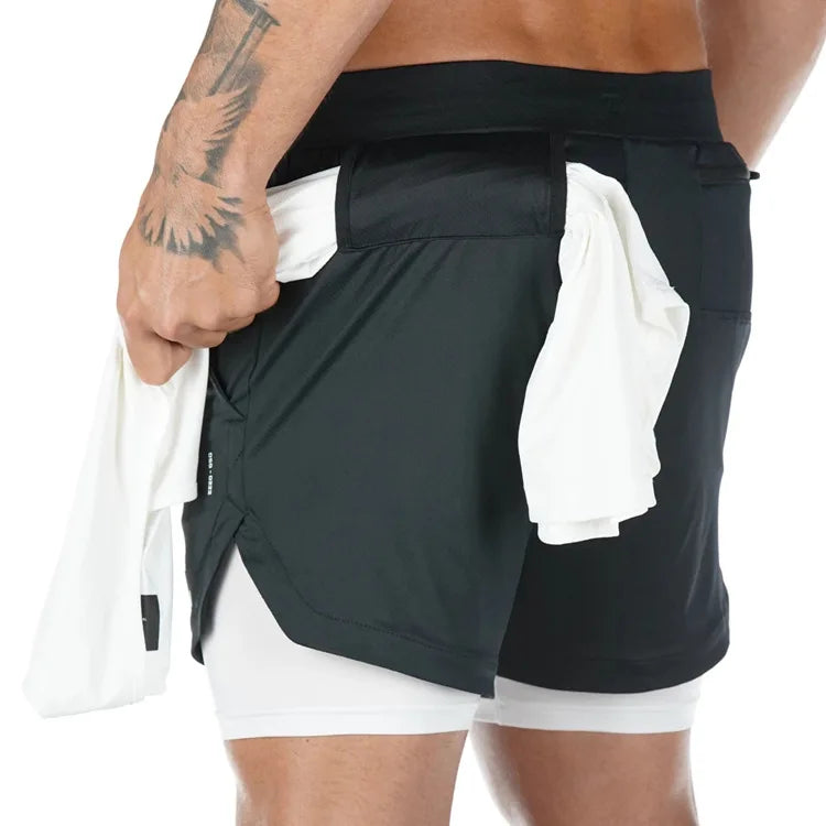 Camo Running Shorts - Men's 2-in-1 Quick Dry Gym Sports Shorts