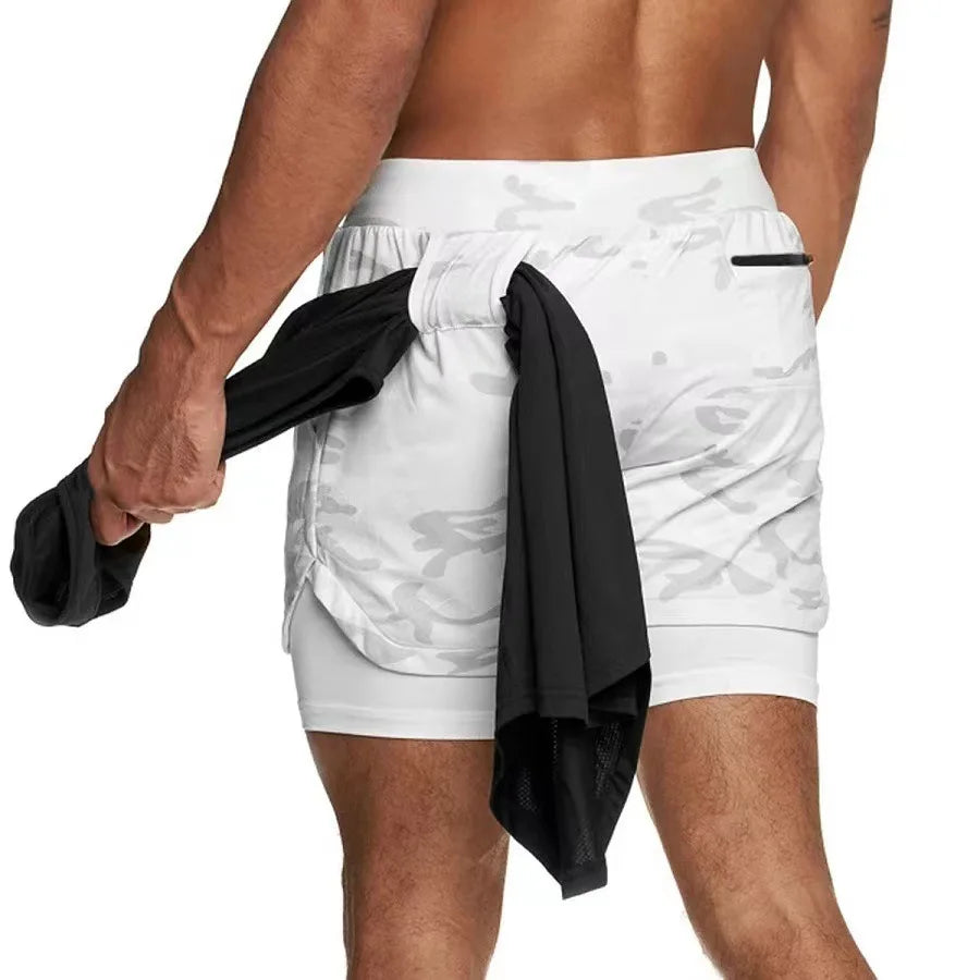 Camo Running Shorts - Men's 2-in-1 Quick Dry Gym Sports Shorts