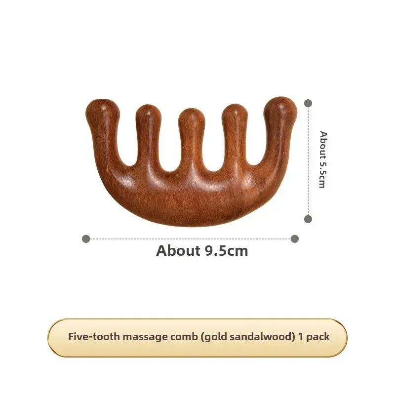 Multi-Functional Wood Therapy Massage Comb Scalp Head Massager Natural Sandalwood Circular Tooth Guasha Scraping Body Massager