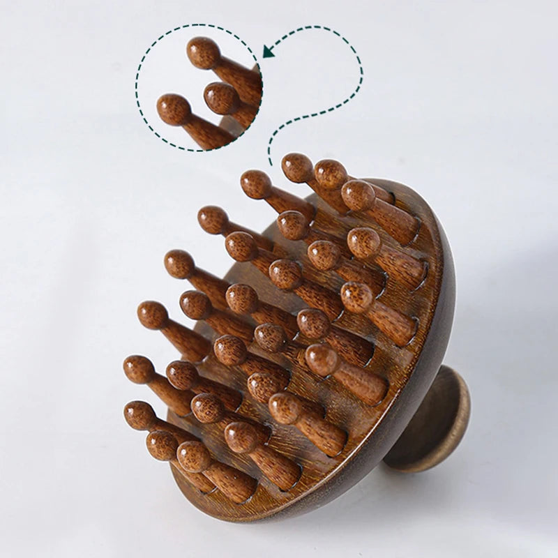 Multi-Functional Wood Therapy Massage Comb Scalp Head Massager Natural Sandalwood Circular Tooth Guasha Scraping Body Massager