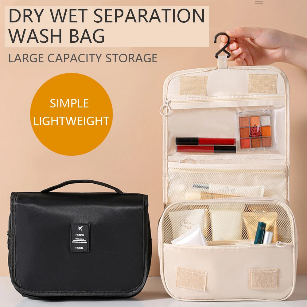 Travel Makeup Bag Waterproof Toiletries Organizer High Quality Women Neceser Bathroom Hook Wash Pouch Hook Makeup Storage Bag