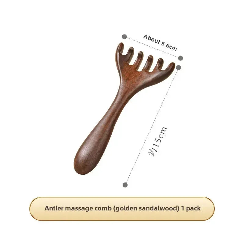 Multi-Functional Wood Therapy Massage Comb Scalp Head Massager Natural Sandalwood Circular Tooth Guasha Scraping Body Massager