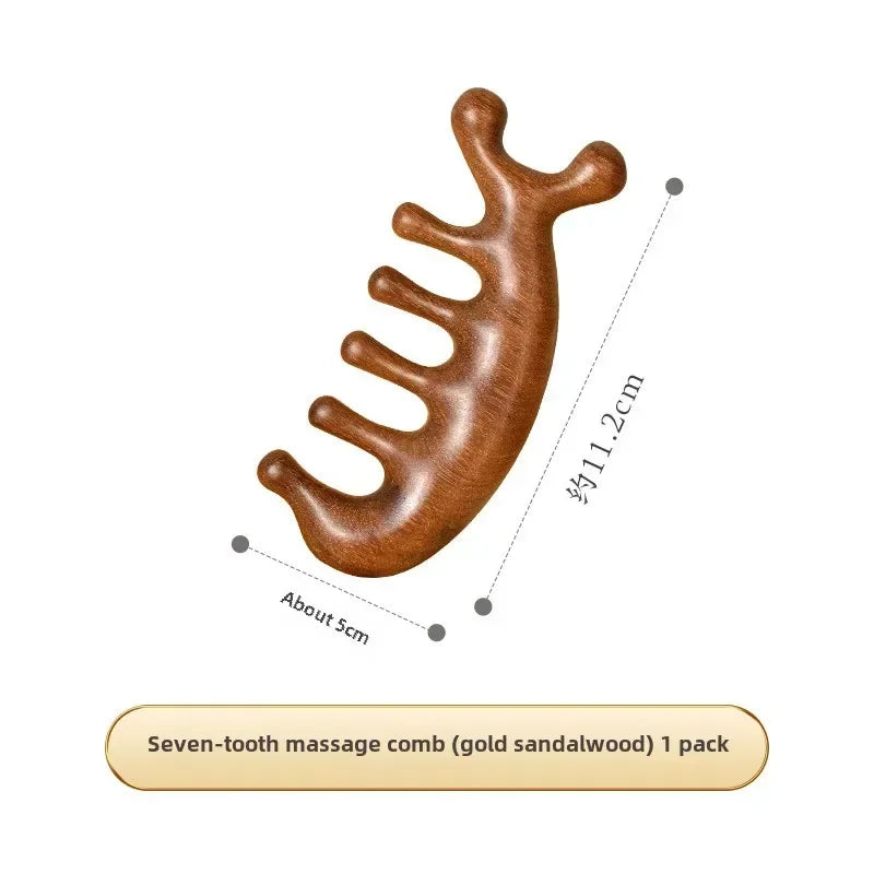 Multi-Functional Wood Therapy Massage Comb Scalp Head Massager Natural Sandalwood Circular Tooth Guasha Scraping Body Massager