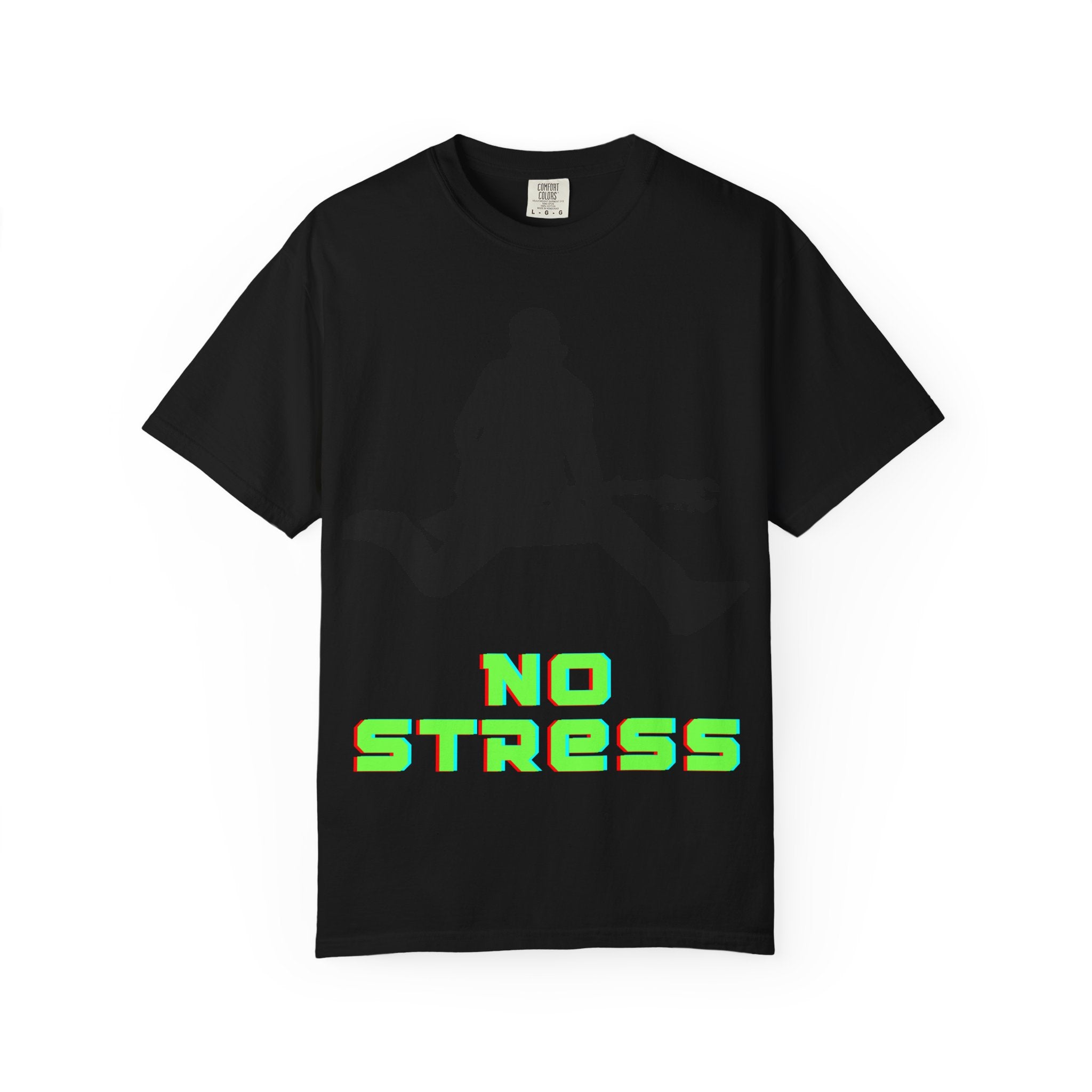 No Stress Guitar Tee — Retro Neon Music Graphic T-Shirt