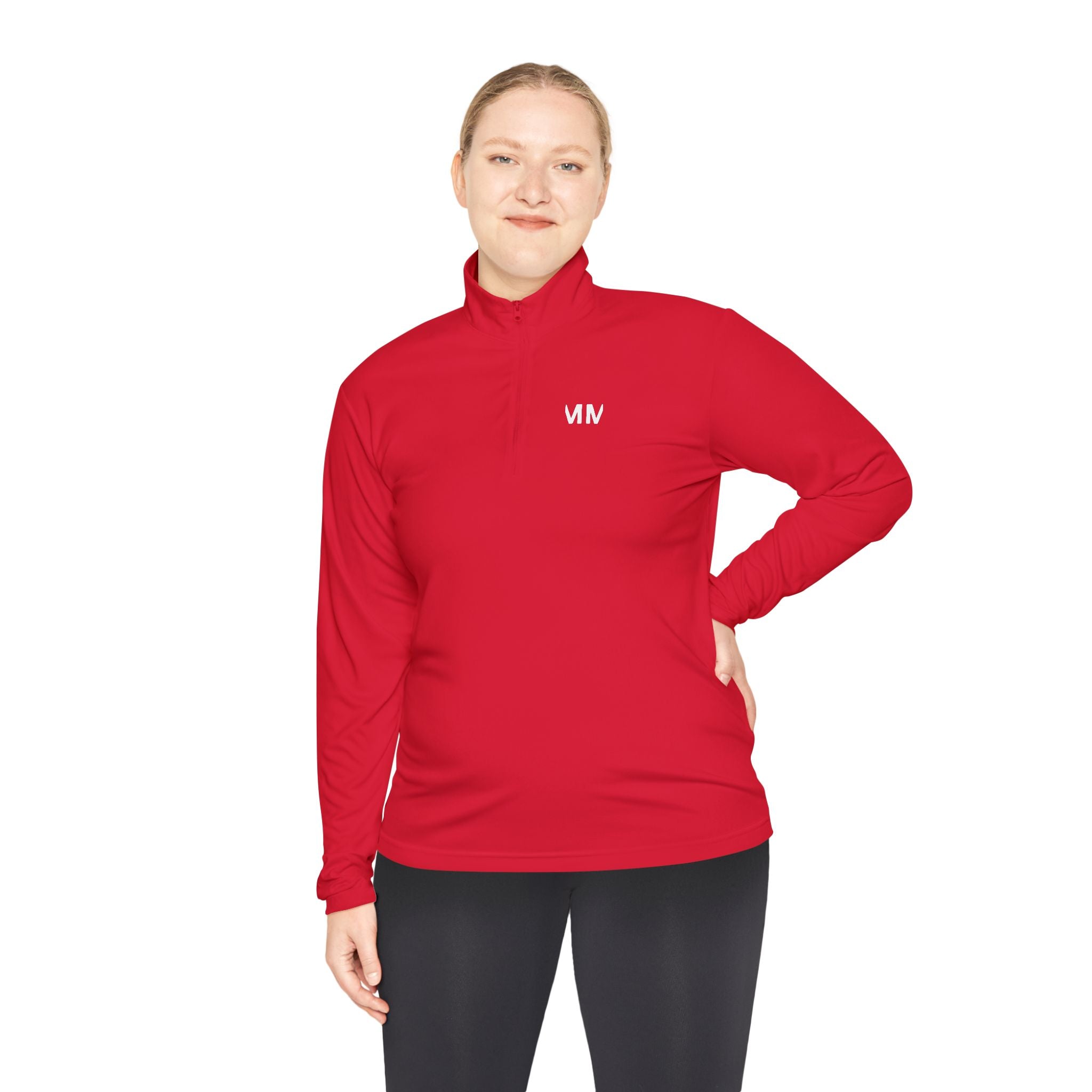 Quarter-Zip Pullover — Minimal 'Don't Worry' Back Graphic