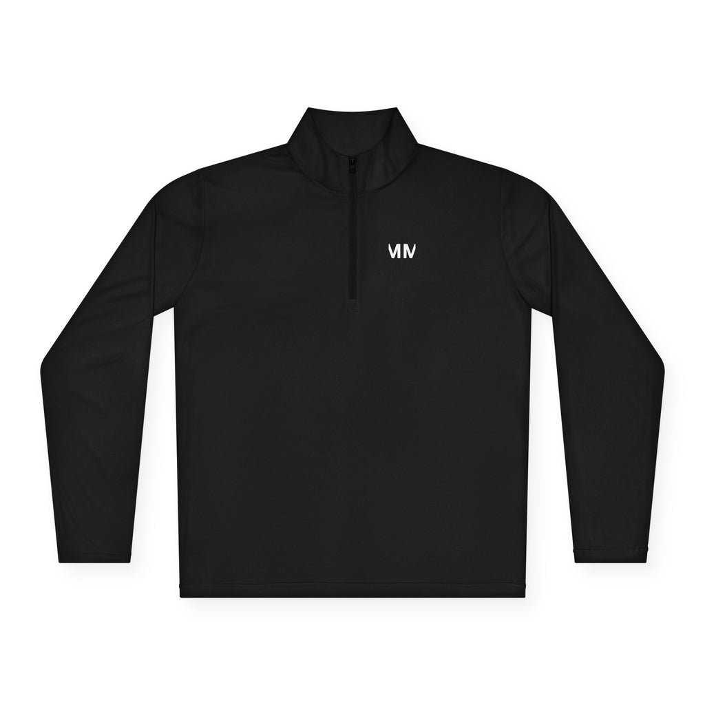 Quarter-Zip Pullover — Minimal 'Don't Worry' Back Graphic