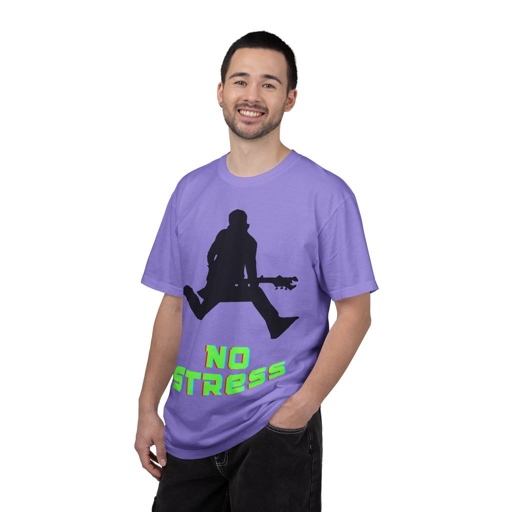 No Stress Guitar Tee — Retro Neon Music Graphic T-Shirt