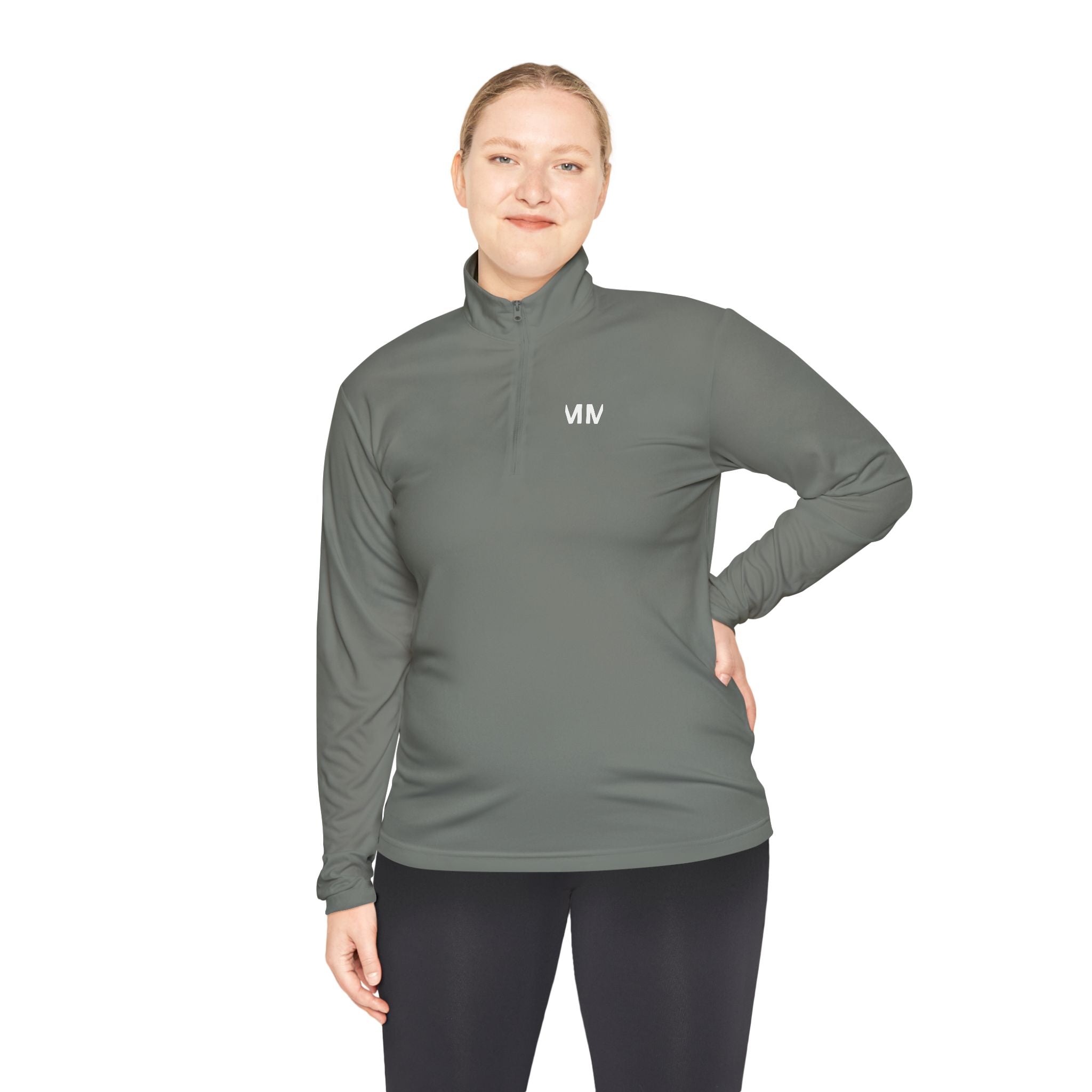 Quarter-Zip Pullover — Minimal 'Don't Worry' Back Graphic