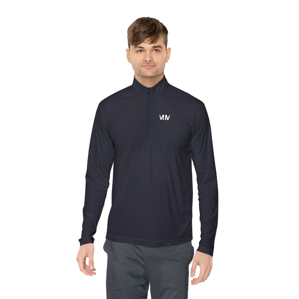 Quarter-Zip Pullover — Minimal 'Don't Worry' Back Graphic