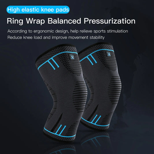 1 Pcs Compression Knee Support Sleeve Elastic Breathable Knee Pads Brace Springs Gym Sports Protector Basketball Volleyball Run